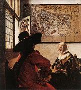 VERMEER VAN DELFT, Jan Officer with a Laughing Girl ar Sweden oil painting reproduction